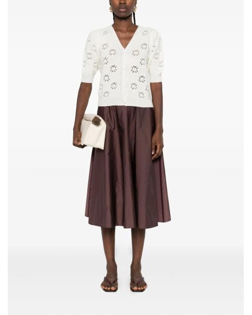 Twinset White Floral-Pattern Button-Down Cardigan