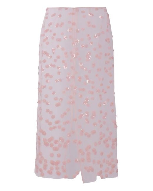CECILIE BAHNSEN Pink Sequin-Embellished Skirt