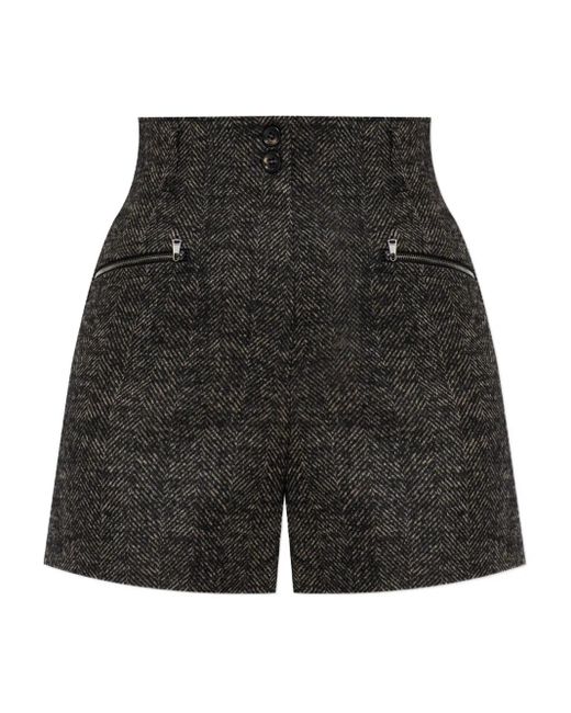 Max Mara Black Bolzano Herringbone High-Waisted Shorts