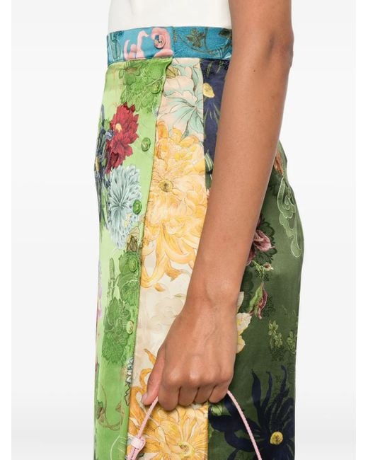 Falda larga Avery con estampado floral ALÉMAIS de color Green