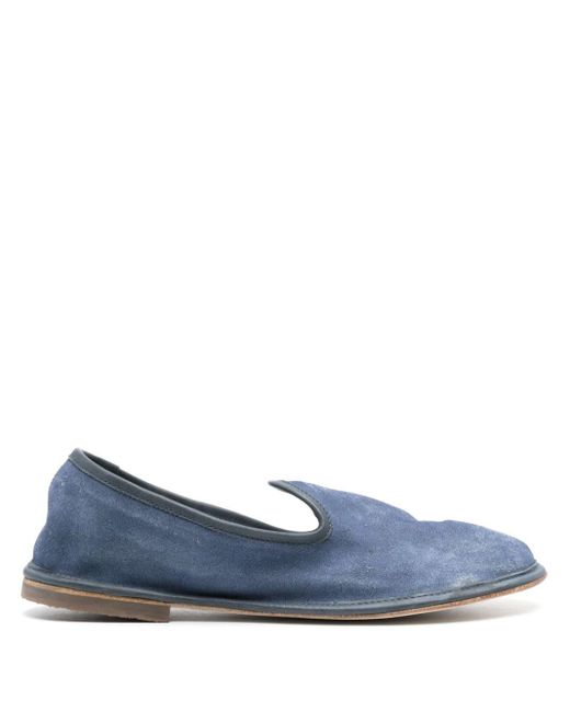 Alberto Fasciani Blue Leather-trim Suede Loafers