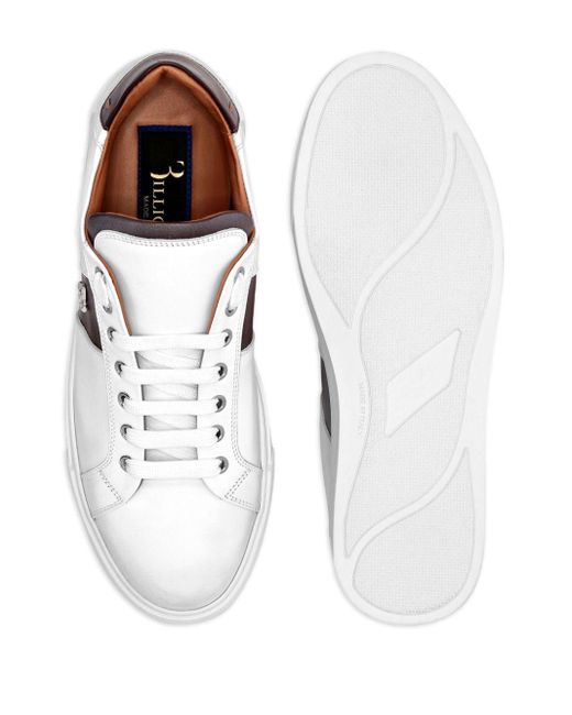 Billionaire White Logo-plaque Leather Sneakers for men