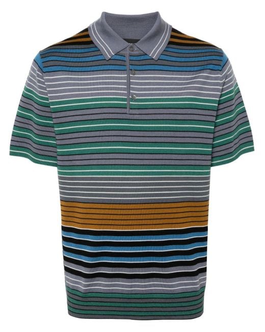 Paul Smith Blue Striped Knitted Polo Shirt for men