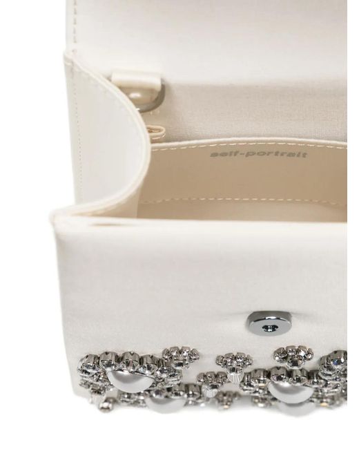 Borsa Tote Con Fiocco di Self-Portrait in White