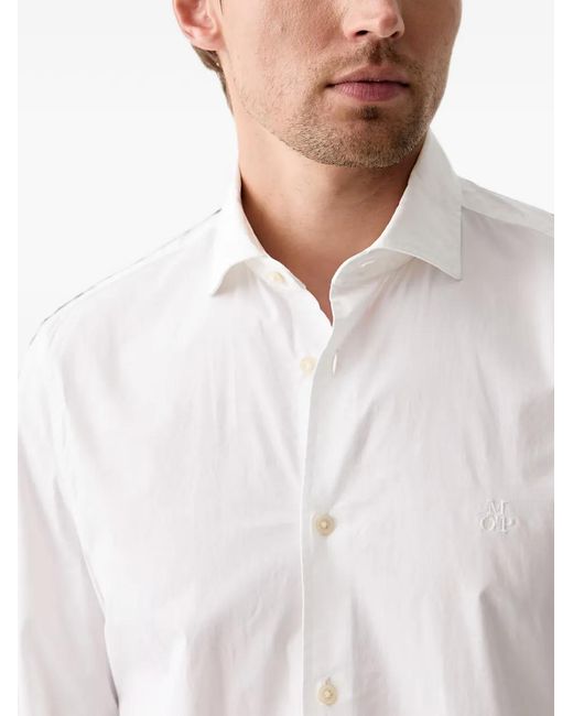 Marc O' Polo White Logo-Embroidered Long-Sleeve Shirt for men