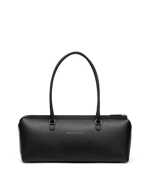MM6 by Maison Margiela Black Large Bauletto J Leather Tote Bag