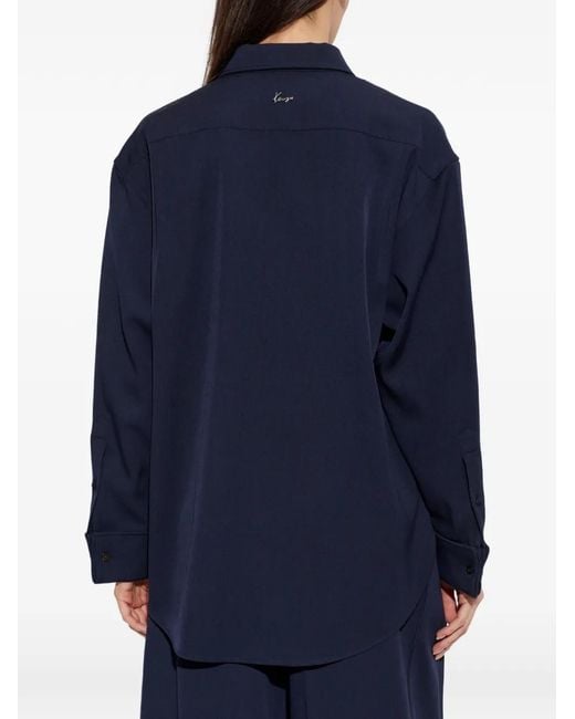 KENZO Blue Chemise Boutonnée À Poche À Rabat