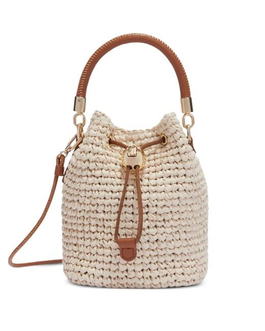 Furla White Raffia Bucket Bag