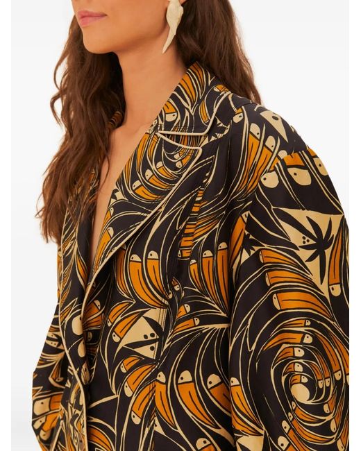 Farm Rio Brown Graphic-print Oversized Jacket