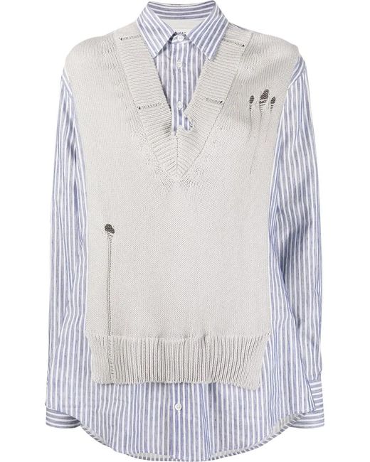 Maison Margiela Gray Layered Knit-Detail Shirt
