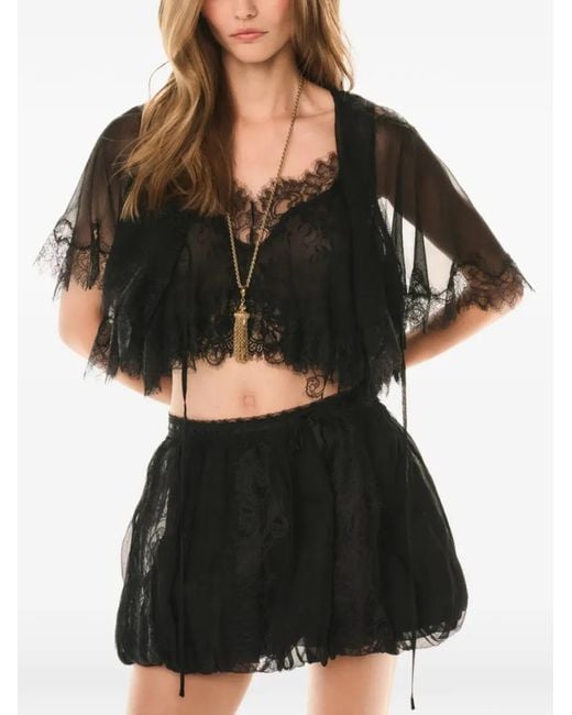 LoveShackFancy Black Thessisa Lace Top