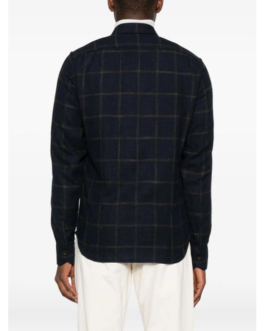 Kiton Blue Checked Buttoned Shirt for men