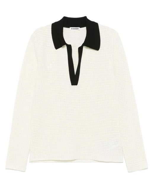 Jil Sander White Open-Knit Sweater for men