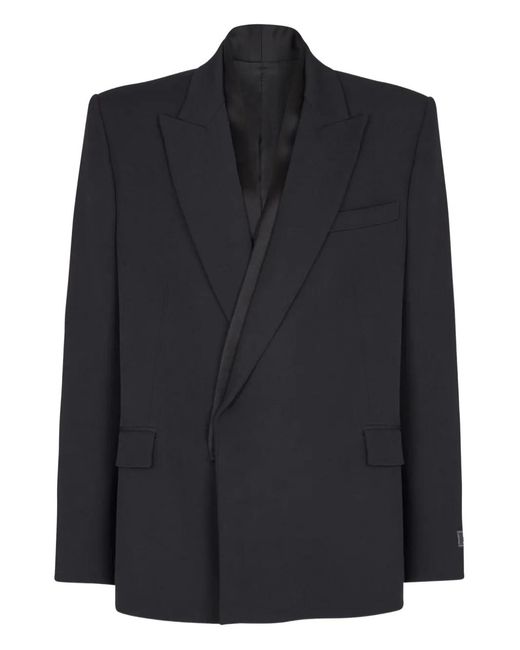 Balmain Black Grain-De-Poule Wool Jacket for men