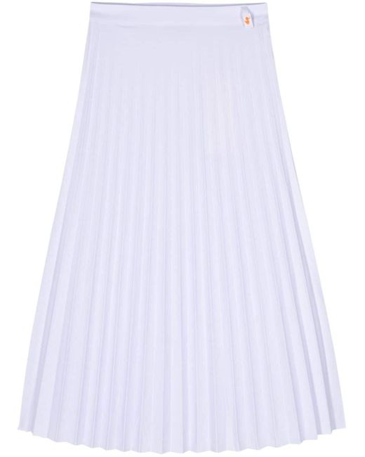 Save The Duck White Pleated A-line Midi Skirt