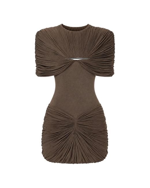 Chats by C.Dam Brown Draped Mini Dress