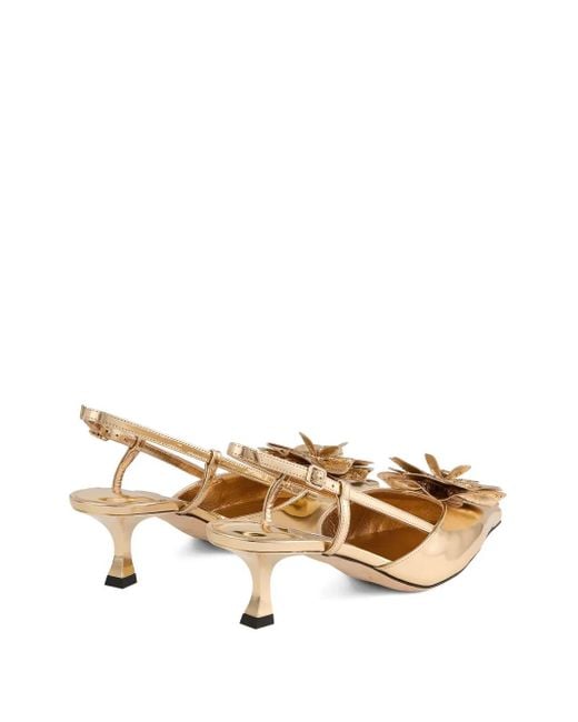Jimmy Choo Natural Mimmi Slingback-Pumps Mit Blumen 50Mm