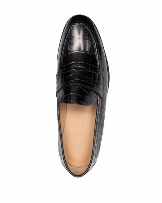 Scarosso Black Stefano Crocodile-Embossed Loafers for men