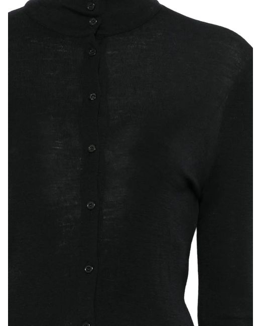 Alysi Black Turtle-Neck Button-Up Sweatshirt