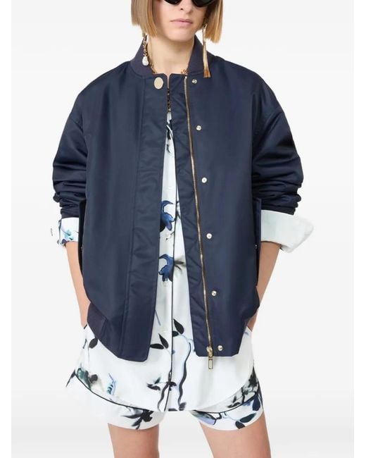 Sportmax Blue Zip-Up Bomber Jacket