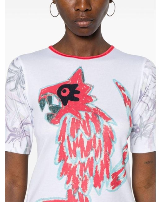 Chopova Lowena Red Grumpy Dragon-print T-shirt