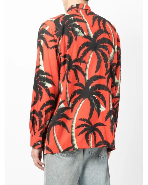 Camisa con estampado de palmeras Endless Joy de hombre de color Red