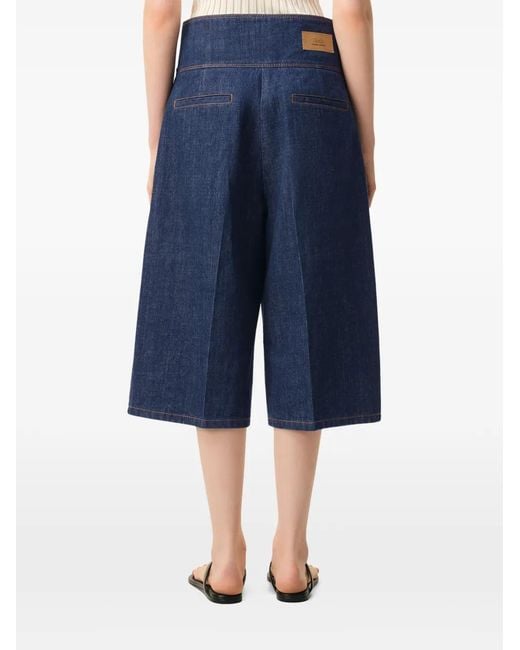 AMI Blue Cotton Wrapped Belted Bermuda Shorts