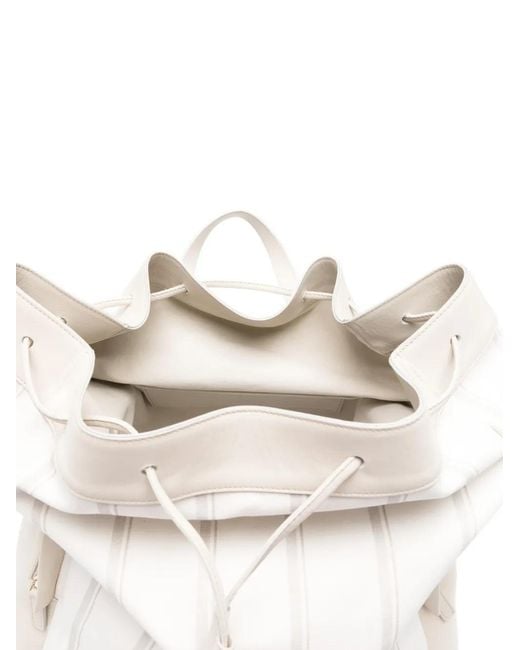 Eleventy White Striped-Pattern Drawstring Backpack for men
