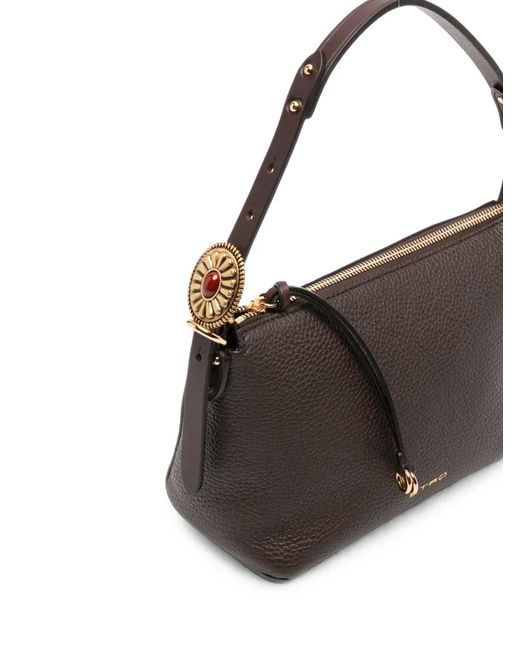 Etro Black Grainy Leather Shoulder Bag