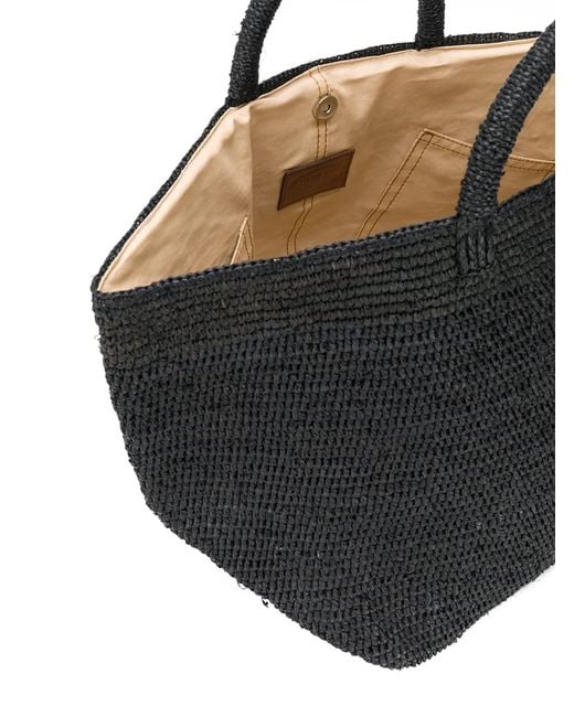 IBELIV Black Vanilla Raffia Tote Bag