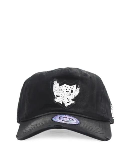HTC Black Eagle-Patch Distressed Baseball Cap for men