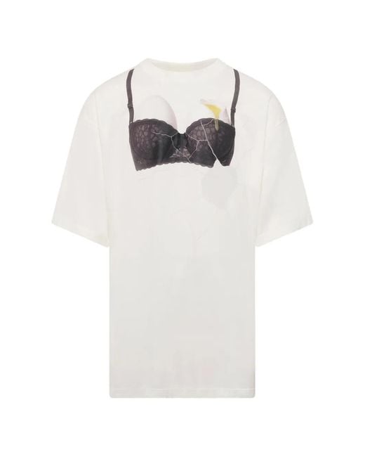 Doublet White Egg Bra Graphic-Print T-Shirt for men