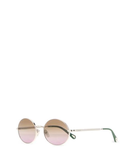 Chloé White Aly Round-Frame Sunglasses