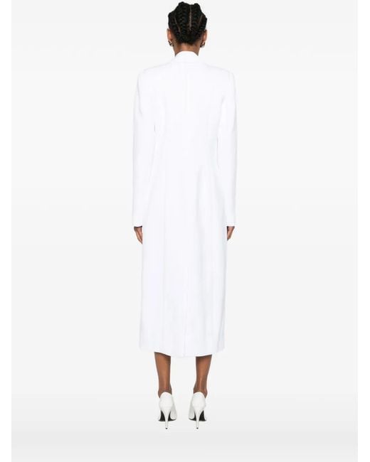 MITILIANE COUTURE White Peaked-Lapel Double-Breasted Coat