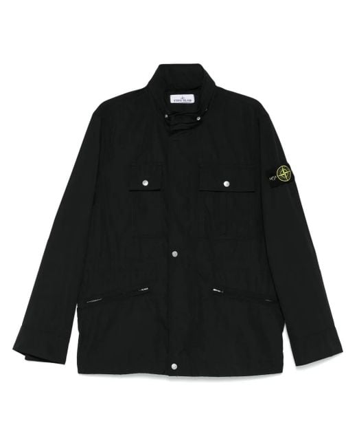 Stone Island Black Field Jacket With Concealed Fastenings And Modern Silhouette for men