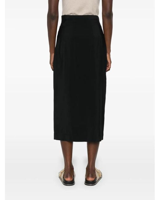 Gentry Portofino Black Textured Wrap Midi Skirt