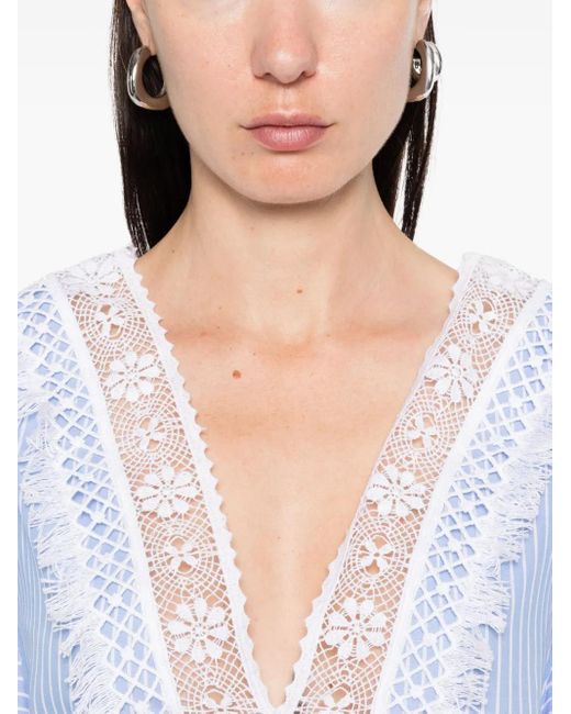 ERMANNO FIRENZE Lace-detailed Top Blue