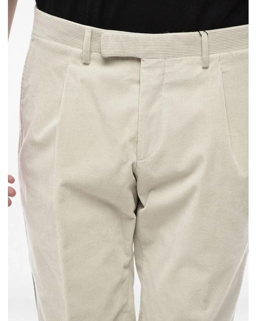 Corneliani Natural Ribbed Velour Trousers for men