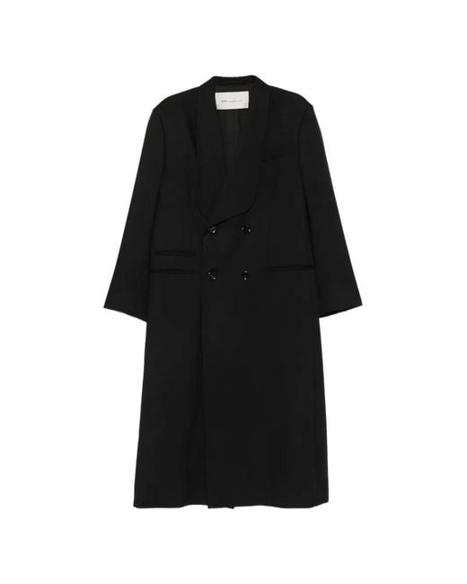 AMI Black Double-Breasted Shawl-Collar Coat