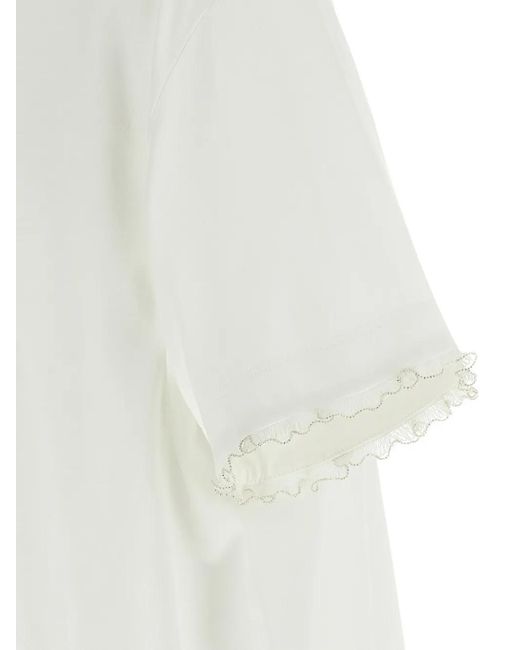 Fabiana Filippi White Embroidery Crew-Neck T-Shirt