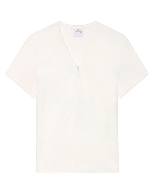 T-Shirt En Coton Mélangé À Col V Courreges pour homme en coloris White