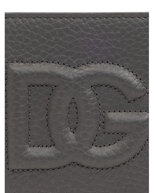 Dolce & Gabbana Gray Logo-Embossed Leather Wallet for men