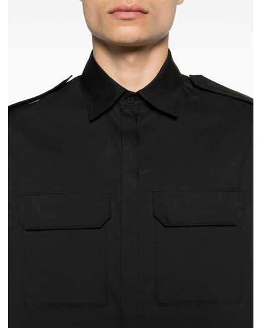 Neil Barrett Popeline Overhemd Met Korte Mouwen in het Black voor heren