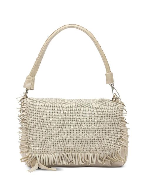 Reptile's House White Anfora – Shoulder Bag With Woven Flap