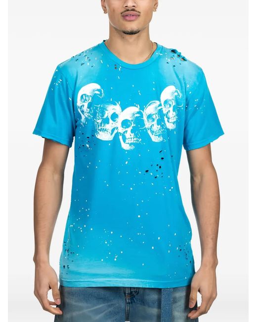 DOMREBEL Blue Amigos Paint-Splatter T-Shirt for men