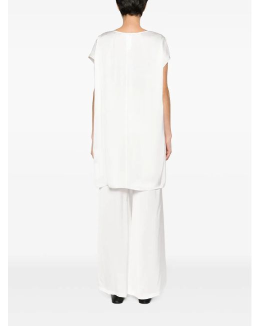 Fabiana Filippi White Sleeveless Satin Tunic