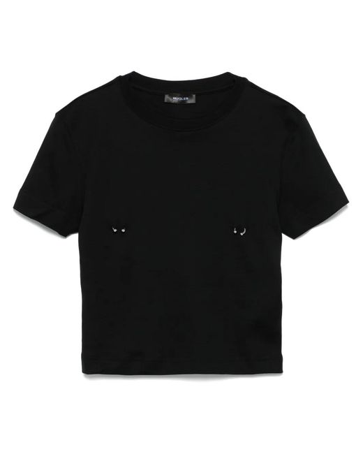 Mugler Black T-shirts And Polos
