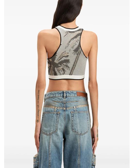 Palm Angels Black Palms-Jacquard Crop Top