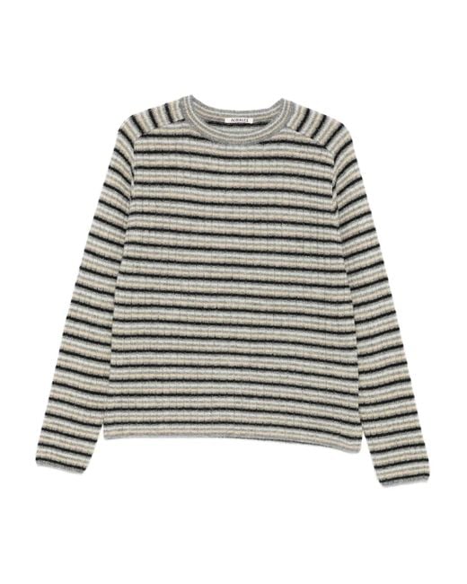 Auralee Gestreiftes Sweatshirt in Gray für Herren