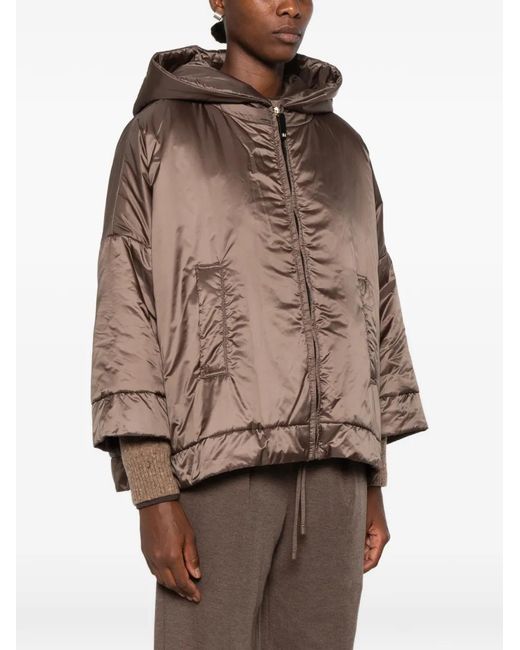 Max Mara Brown The Cube Hooded Zip-Up Coat